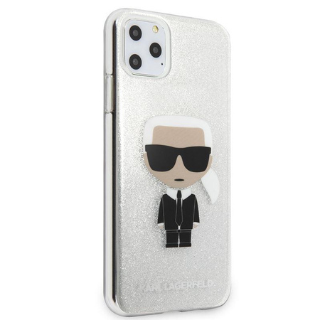 Karl Lagerfeld Iconic Karl - iPhone 11 Pro Max Tasche (Silber Glitter)