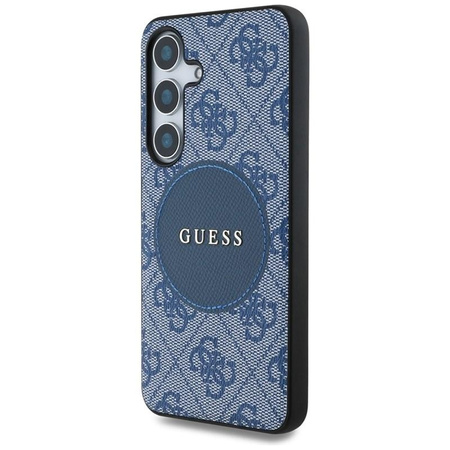 Guess 4G Round Patch Classic Logo MagSafe - étui pour Samsung Galaxy S25 (bleu)