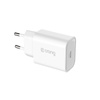 Caricabatterie da viaggio USB-C Crong – Caricabatterie da parete USB-C Power Delivery da 20 W (bianco)