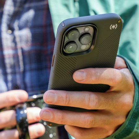 Speck Presidio2 Grip - Coque antidérapante pour iPhone 15 Plus / 14 Plus (Charcoal / Cool Bronze / Slate)