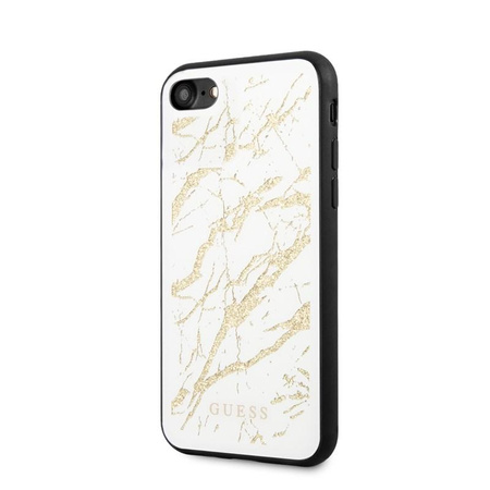 Guess Márvány üveg arany csillogás - iPhone SE 2020 / 8 / 7 tok (fehér)