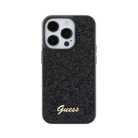 Guess Disco Metal Script - Hülle für iPhone 15 Pro (Schwarz)
