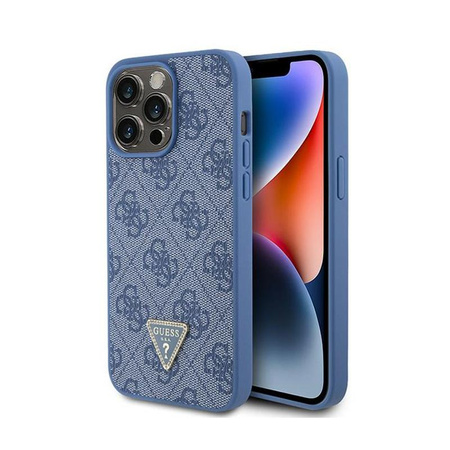 Guess Leather 4G Triangle Strass - iPhone 15 Pro Max Case (blue)