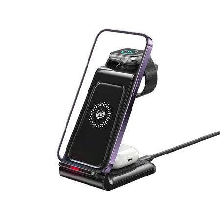 WEKOME WP-U168 Pop Digital Series - 3 az 1-ben vezeték nélküli töltő iPhone-hoz, AirPodshoz és Apple Watch-hoz (fekete)
