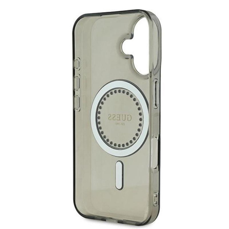 Guess IML Rhinestones MagSafe - Pouzdro pro iPhone 16 (Černé)