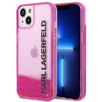Karl Lagerfeld Liquid Glitter Translucent Elongated Logo Case - iPhone 14 Plus Case (rosa)