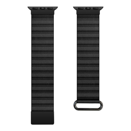 Crong Eclipse - Magnetic Leather Apple Watch Band 44/45/46/49 mm (Black)
