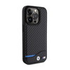 BMW Leather Carbon Blue Line MagSafe - Case for iPhone 15 Pro (Black)