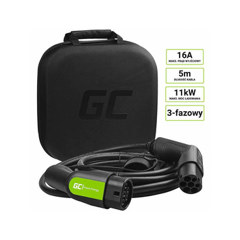 Green Cell - GC EV Type 2 11kW 5m kabel pro nabíjení Tesla Model 3 / S / X, Leaf, ZOE, i3, ID.3, I-Pace, E-Tron, Kona, Ioniq