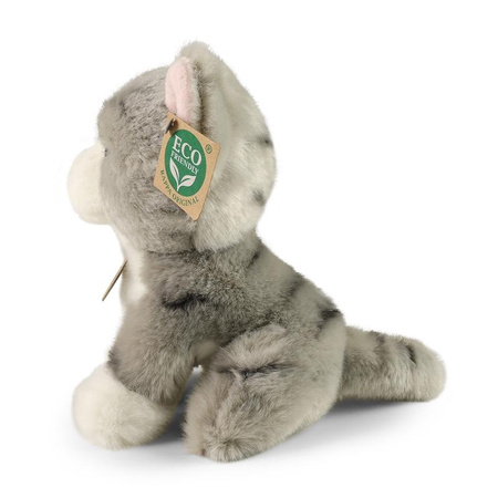 Rappa - Plyšový realistický maskot Šedá kočka sedící 18 cm Ekologicky šetrný