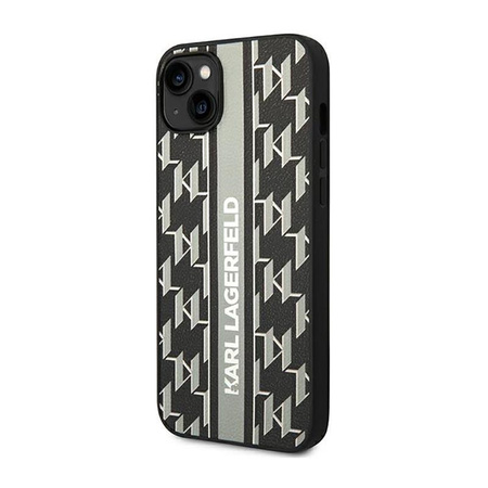 Karl Lagerfeld Monogram Stripe - Hülle für iPhone 14 Plus (Grau)