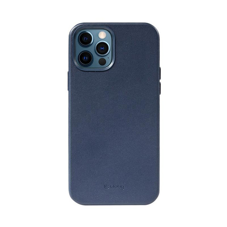 Crong Essential Cover - Leather Case for iPhone 12 / iPhone 12 Pro (navy blue)