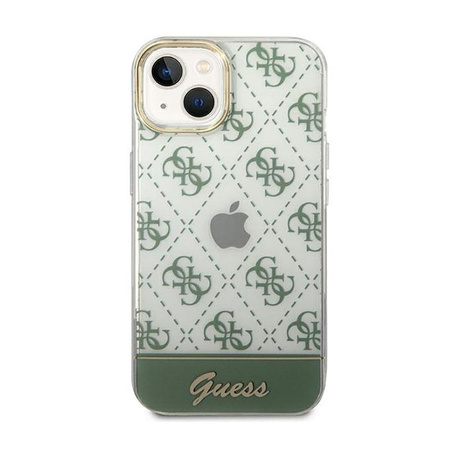 Guess 4G Stripe Script Logo Electroplated Pattern – Etui iPhone 14 Plus (khaki)