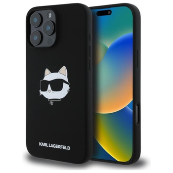 Karl Lagerfeld Silikon Choupette Kopf drucken MagSafe - iPhone 16 Pro Fall (schwarz)