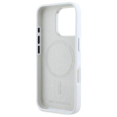 Karl Lagerfeld Silicone Shadow Metal Initial MagSafe - iPhone 16 Pro Max Case (white)