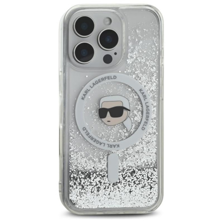 Karl Lagerfeld Liquid Glitter Karl Head MagSafe - Case for iPhone 16 Pro Max (transparent)