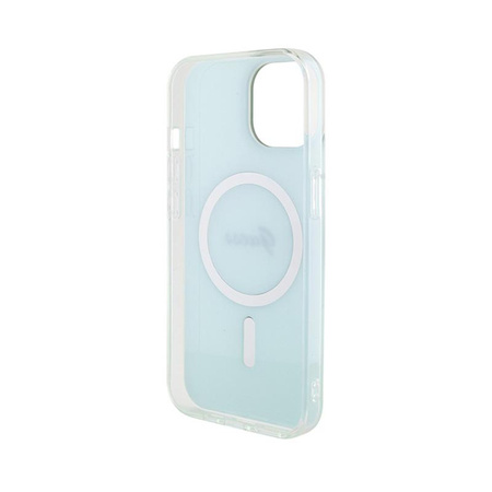 Guess IML Iridescent MagSafe - iPhone 15 tok (türkizkék)