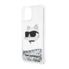 Karl Lagerfeld Liquid Glitter NFT Choupette Head - Hülle für iPhone 12 / iPhone 12 Pro (Silber)