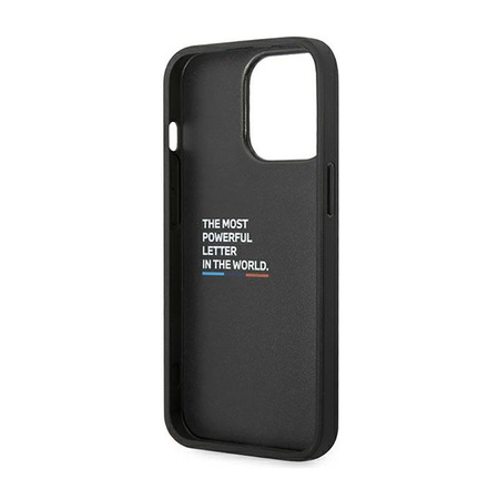 BMW Leather Carbon Blue Line - pouzdro pro iPhone 14 Pro Max (černé)