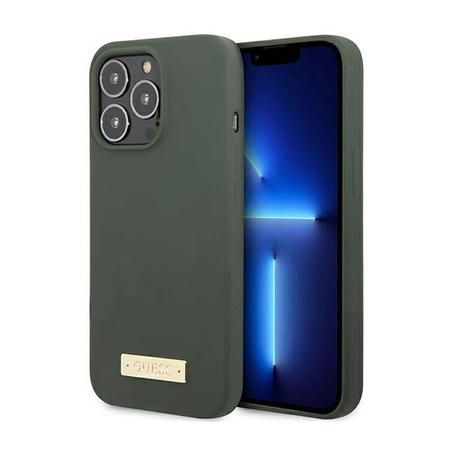 Guess Silicone Logo Plate MagSafe - Case for iPhone 13 Pro Max (Green)