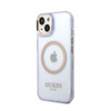 Guess Gold Outline Transluzent MagSafe - iPhone 14 Tasche (lila)