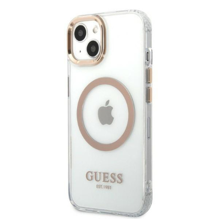 Guess Metal Outline MagSafe - pouzdro pro iPhone 13 (čiré)