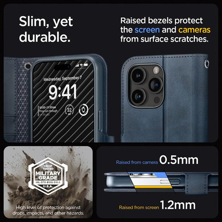 Spigen Wallet S Pro - Coque pour iPhone 15 Pro (Marine)