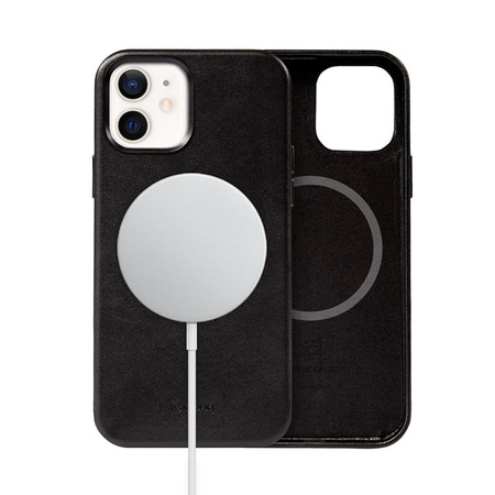 Crong Essential Cover Magnetic - iPhone 12 / iPhone 12 Pro MagSafe étui en cuir (noir)
