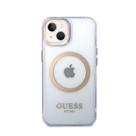 Guess Gold Outline Translucent MagSafe - pouzdro pro iPhone 14 (fialové)