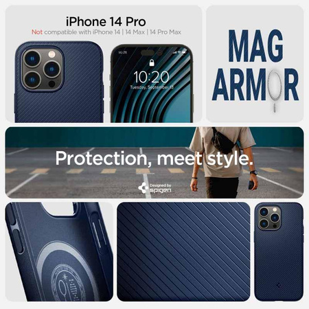 Spigen Mag Armor - Case for iPhone 14 Pro (Navy blue)