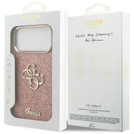 Guess Fixed Glitter Big 4G Metal Frame - Case iPhone 17 Pro Max (pink)