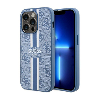 Pouzdro Guess 4G MagSafe s potiskem pruhů - iPhone 14 Pro Max (modré)