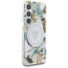 Guess Glitter Flowers Triangle Buttons MagSafe - étui pour Samsung Galaxy S25 (blanc)