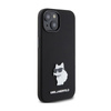 Karl Lagerfeld Silikonový kovový špendlík Choupette - pouzdro na iPhone 15 Plus (černé)