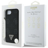 Guess Grainé Hot Stamp Peony Triangle Logo MagSafe - étui pour iPhone 16e (noir)