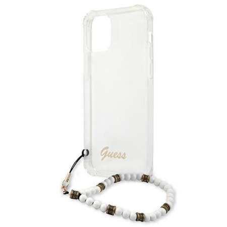 Guess fehér gyöngyház szíj - iPhone 12 / iPhone 12 Pro tok (átlátszó)
