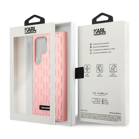Karl Lagerfeld Monogram 3D Pattern - pouzdro pro Samsung Galaxy S23 Ultra (růžové)