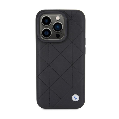 BMW Leather Quilted - Étui pour iPhone 15 Pro Max (noir)