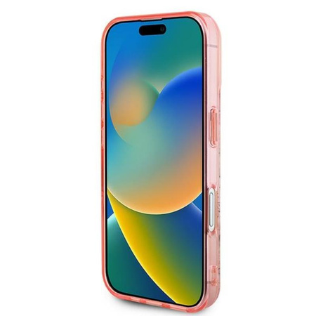 Pouzdro Guess IML Flower & Tonal Circle MagSafe - iPhone 16 Plus (růžové)