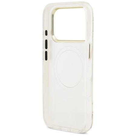 Guess IML Glitter Flowers Triangle MagSafe - Hülle iPhone 17 Pro (weiß)