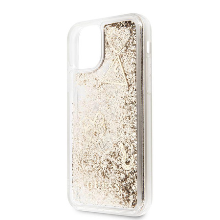 Guess Liquid Glitter Hearts - Etui iPhone 11 Pro (złoty)