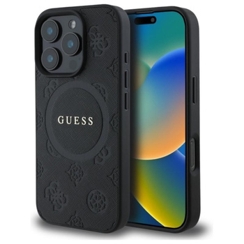 Guess Saffiano Peony Classic Logo MagSafe - iPhone 16 Pro Max Case (black)