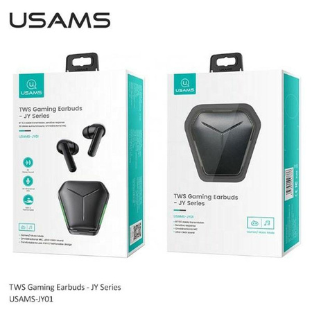 USAMS JY Series - sluchátka Bluetooth 5.0 TWS + nabíjecí pouzdro (černá)