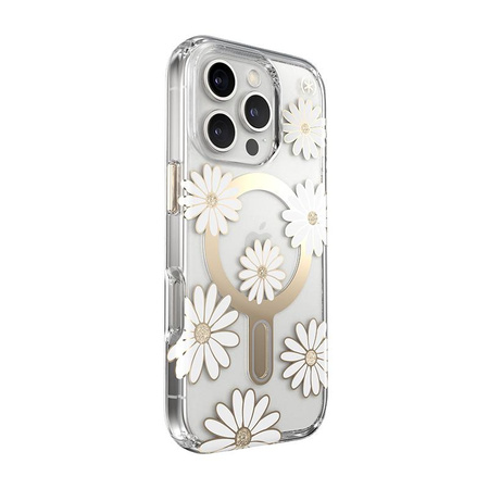 Speck Presidio Lux ClickLock & MagSafe - pouzdro pro iPhone 16 Pro (Sunshine Daisies / Clear / Gold)