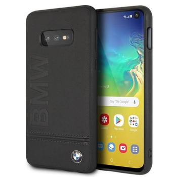 BMW Signature Logo Imprint Case - Samsung Galaxy S10e Ledertasche mit geprägtem BMW Logo (schwarz)