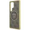 Guess 4G Glitter Triangle Buttons MagSafe - Etui do Samsung Galaxy S25 Ultra (brązowy)