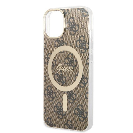 Guess Bundle Pack MagSafe 4G - MagSafe iPhone 14 case + charger set (brown/gold)