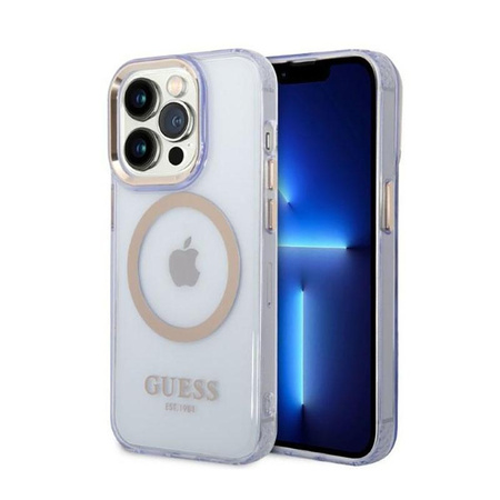 Guess Gold Outline áttetsző MagSafe - iPhone 14 Pro Max tok (lila)