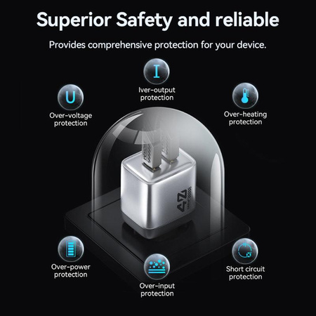 WEKOME WP-U02 Mecha Series - Chargeur de courant 2x USB-C Super Fast Charger GaN 40W (Argent)