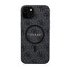 Guess 4G Collection Leder Metall Logo MagSafe - iPhone 15 / 14 / 13 Tasche (schwarz)